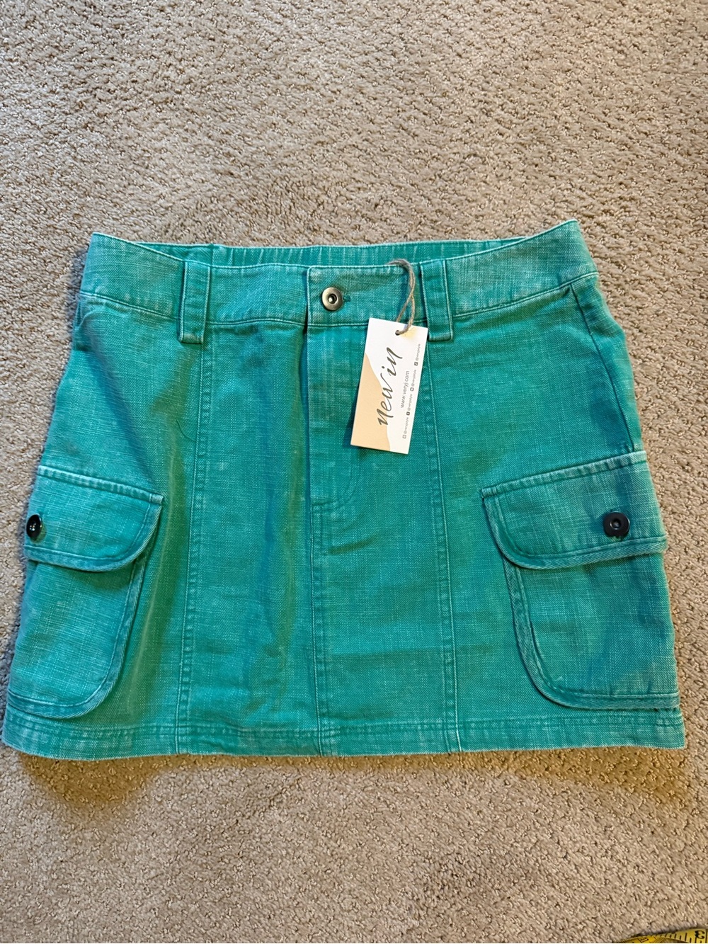 Newin Teal Green Cargo Pocket Mini Skirt by Newin